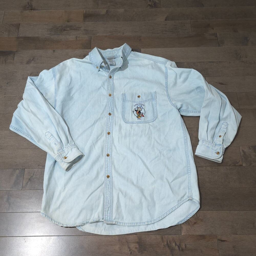 Vintage Disney Catalog Jiminy Cricket Denim Shirt Medium Embroidered 1940 Sz M - Picture 4 of 16